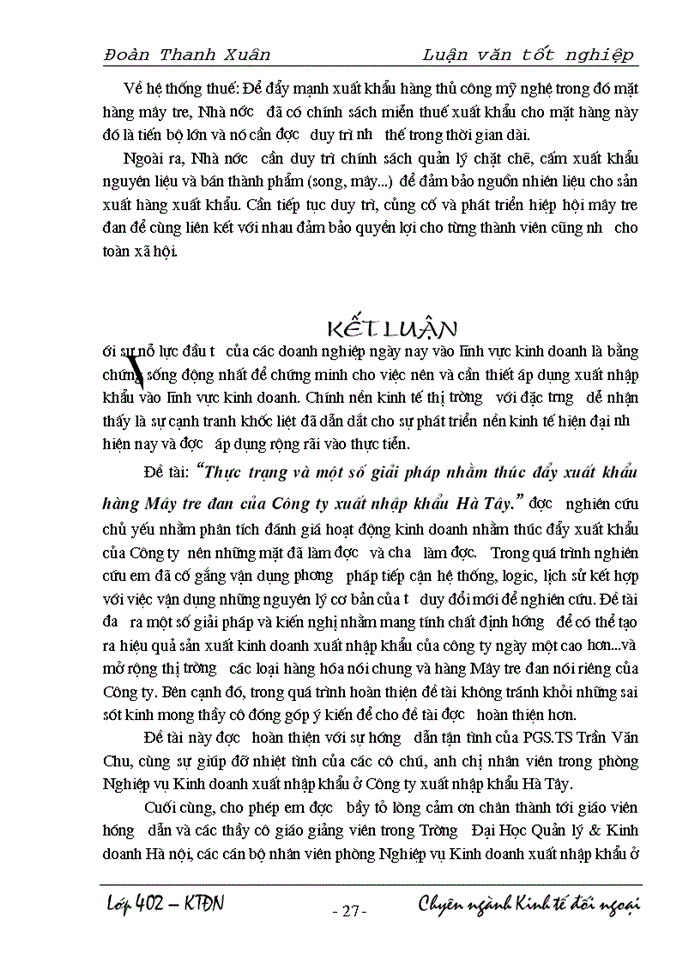 image for page Thực trạng và một số giải pháp nhằm thúc đẩy xuất khẩu hàng mây tre đan của Công ty xuất nhập khẩu Hà Tây