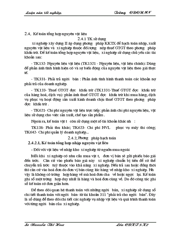 image for page Công tác kế toán nguyên vật liệu tại xí nghiệp xây dựng công trình II