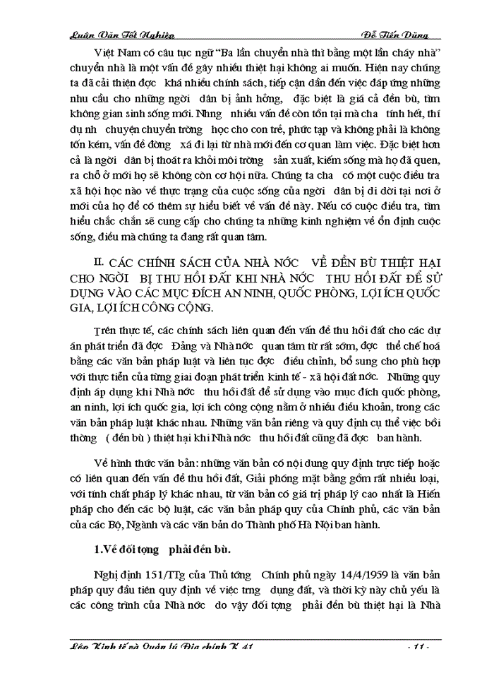 image for page Hoàn thiện chính sách và phương thức đền bù thiệt hại khi Nhà nước thu hồi đất trên địa bàn Thành phố Hà Nội.
