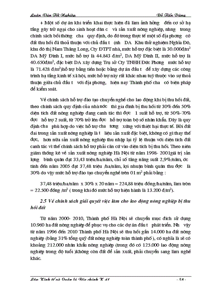 image for page Hoàn thiện chính sách và phương thức đền bù thiệt hại khi Nhà nước thu hồi đất trên địa bàn Thành phố Hà Nội.