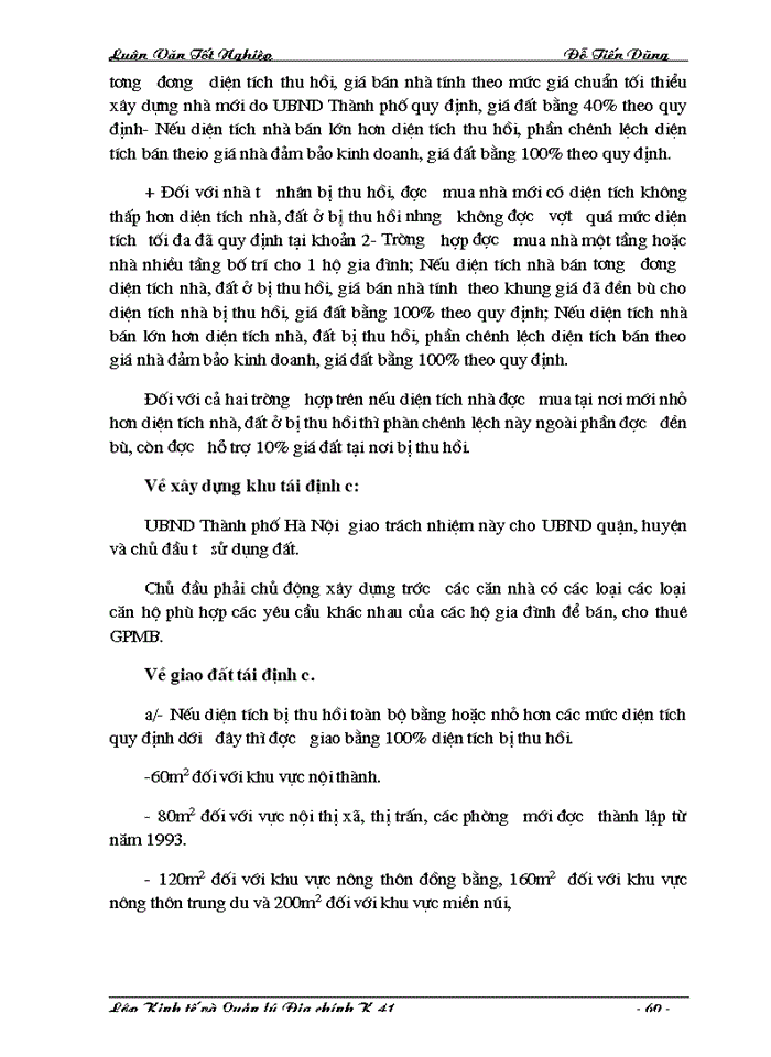 image for page Hoàn thiện chính sách và phương thức đền bù thiệt hại khi Nhà nước thu hồi đất trên địa bàn Thành phố Hà Nội.