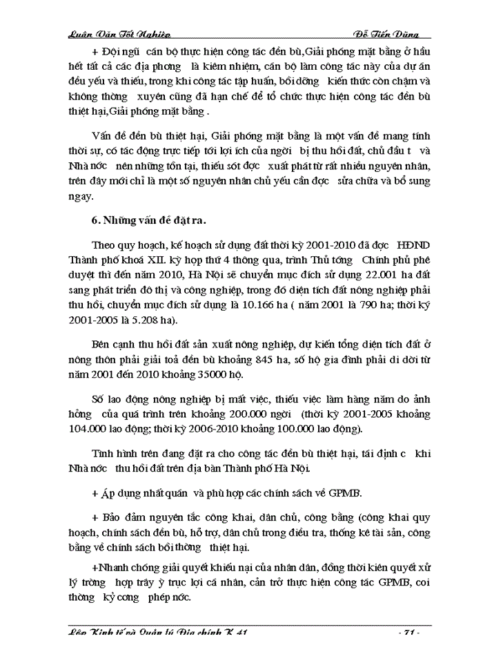 image for page Hoàn thiện chính sách và phương thức đền bù thiệt hại khi Nhà nước thu hồi đất trên địa bàn Thành phố Hà Nội.