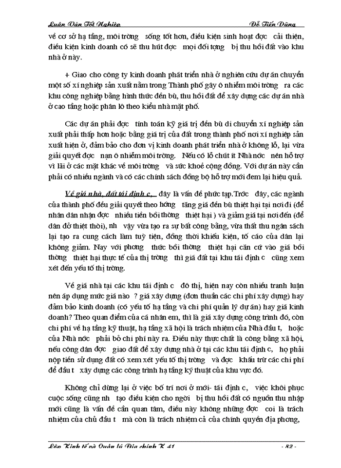 image for page Hoàn thiện chính sách và phương thức đền bù thiệt hại khi Nhà nước thu hồi đất trên địa bàn Thành phố Hà Nội.
