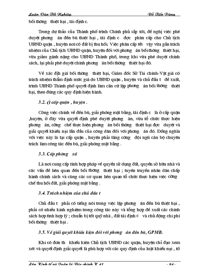 image for page Hoàn thiện chính sách và phương thức đền bù thiệt hại khi Nhà nước thu hồi đất trên địa bàn Thành phố Hà Nội.