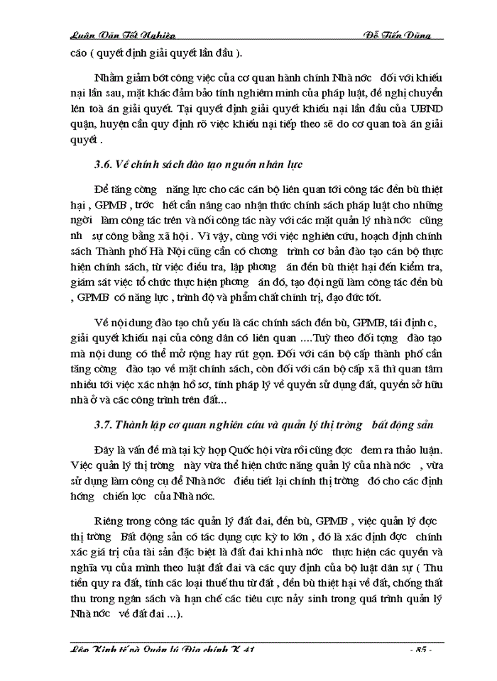 image for page Hoàn thiện chính sách và phương thức đền bù thiệt hại khi Nhà nước thu hồi đất trên địa bàn Thành phố Hà Nội.