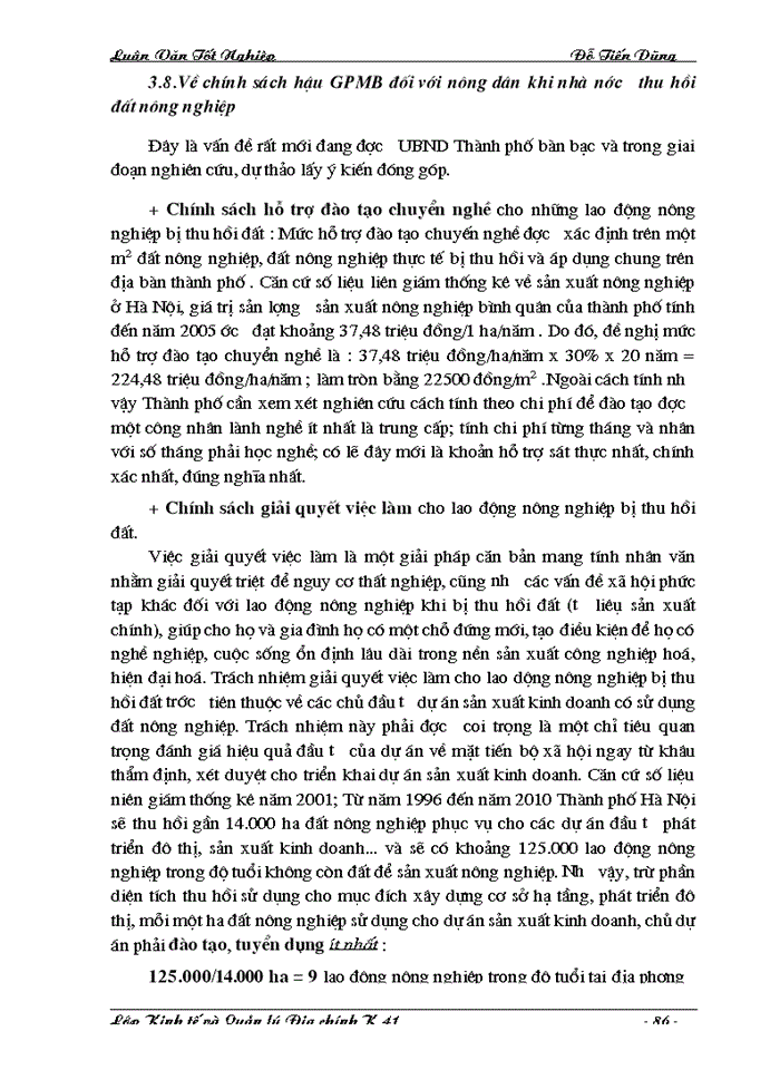 image for page Hoàn thiện chính sách và phương thức đền bù thiệt hại khi Nhà nước thu hồi đất trên địa bàn Thành phố Hà Nội.