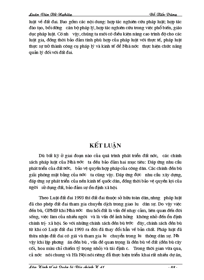 image for page Hoàn thiện chính sách và phương thức đền bù thiệt hại khi Nhà nước thu hồi đất trên địa bàn Thành phố Hà Nội.