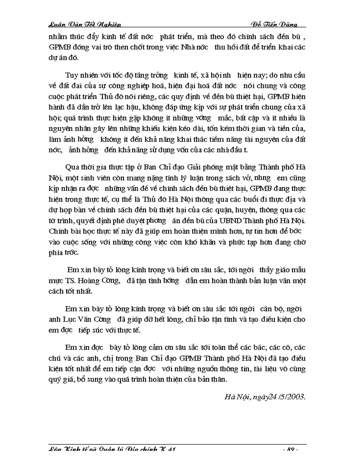 image for page Hoàn thiện chính sách và phương thức đền bù thiệt hại khi Nhà nước thu hồi đất trên địa bàn Thành phố Hà Nội.