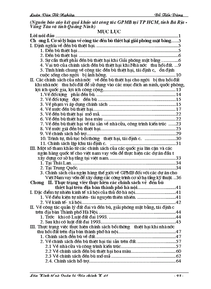 image for page Hoàn thiện chính sách và phương thức đền bù thiệt hại khi Nhà nước thu hồi đất trên địa bàn Thành phố Hà Nội.