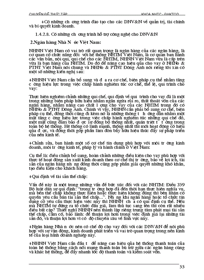 image for page Giải pháp nâng cao hiệu quả cho vay đối với doanh nghiệp vừa và nhỏ tại ngân hàng nông  nghiệp và phát triển nông thôn Đông Anh