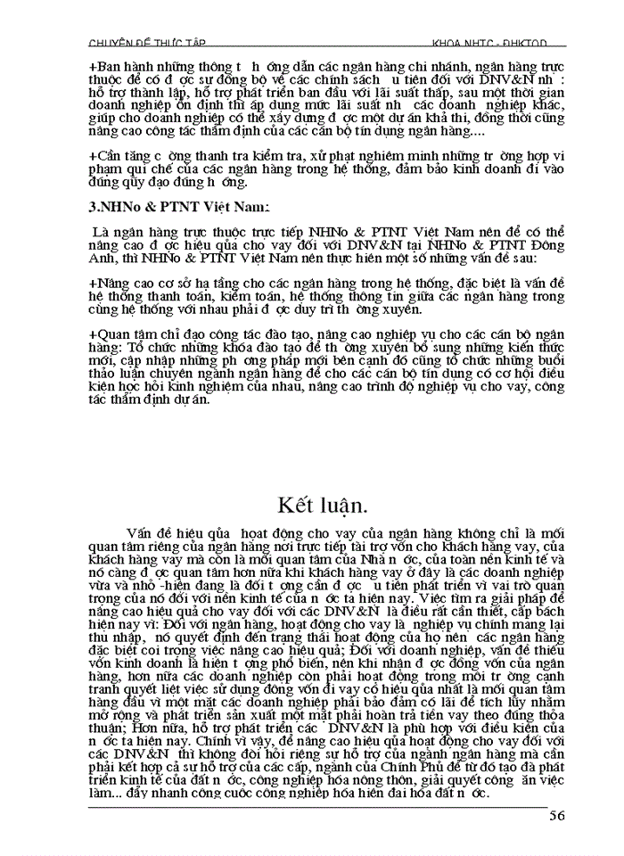 image for page Giải pháp nâng cao hiệu quả cho vay đối với doanh nghiệp vừa và nhỏ tại ngân hàng nông  nghiệp và phát triển nông thôn Đông Anh