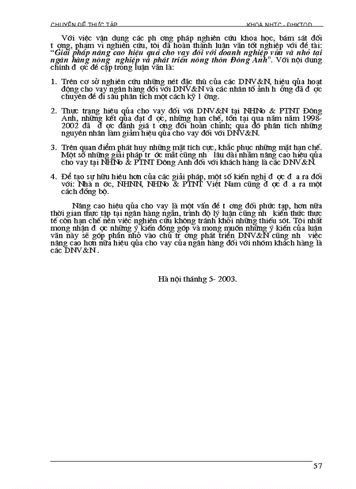 image for page Giải pháp nâng cao hiệu quả cho vay đối với doanh nghiệp vừa và nhỏ tại ngân hàng nông  nghiệp và phát triển nông thôn Đông Anh
