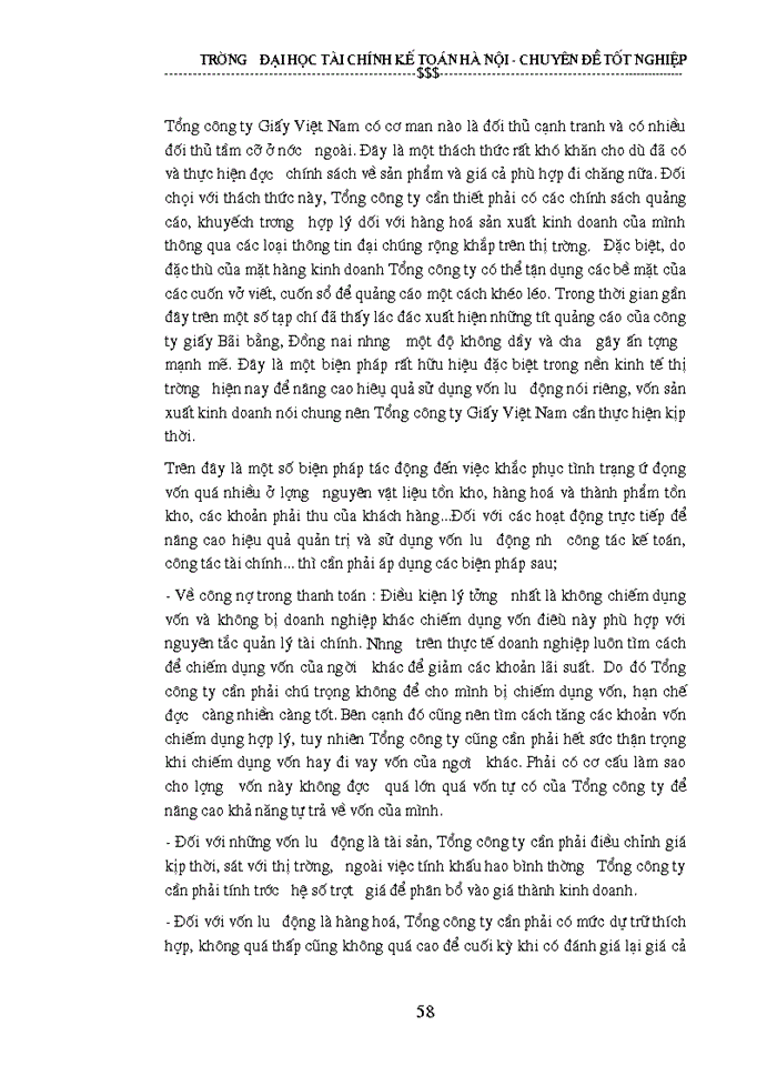 image for page Vốn sản xuất kinh doanh và các biện pháp nâng cao hiệu quả sử dụng vốn sản xuất kinh doanh tại Tổng công ty giấy Việt nam