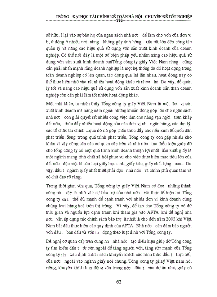 image for page Vốn sản xuất kinh doanh và các biện pháp nâng cao hiệu quả sử dụng vốn sản xuất kinh doanh tại Tổng công ty giấy Việt nam