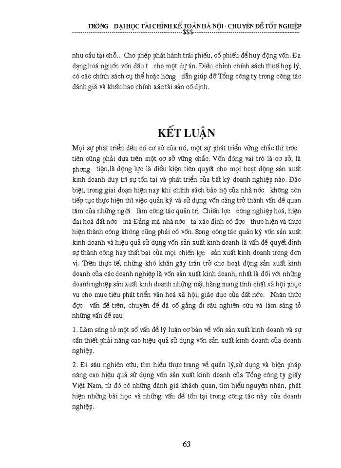 image for page Vốn sản xuất kinh doanh và các biện pháp nâng cao hiệu quả sử dụng vốn sản xuất kinh doanh tại Tổng công ty giấy Việt nam