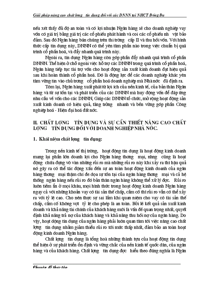 image for page Giải pháp nâng cao chất lượng tín dụng của Chi nhánh Ngân hàng Công thương Đống Đa đối với DNNN