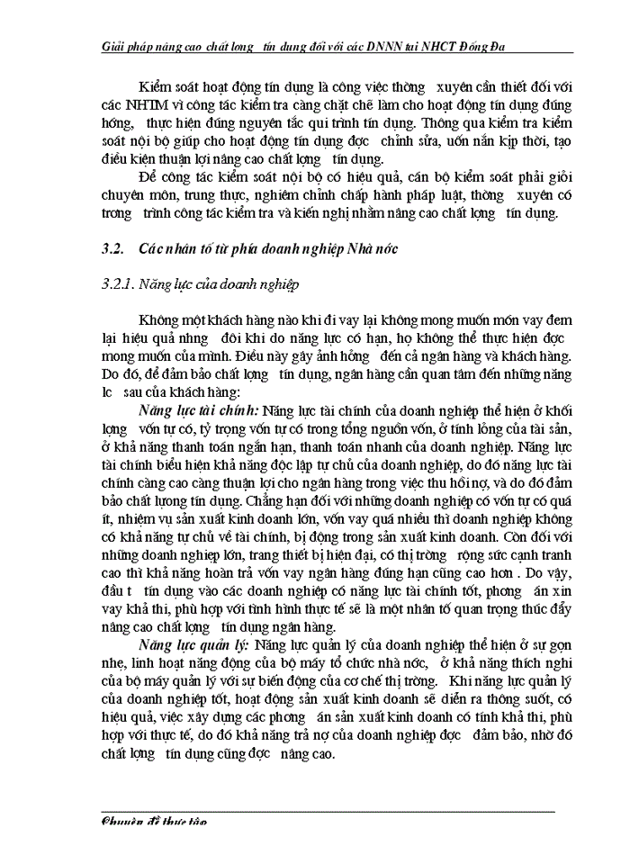 image for page Giải pháp nâng cao chất lượng tín dụng của Chi nhánh Ngân hàng Công thương Đống Đa đối với DNNN