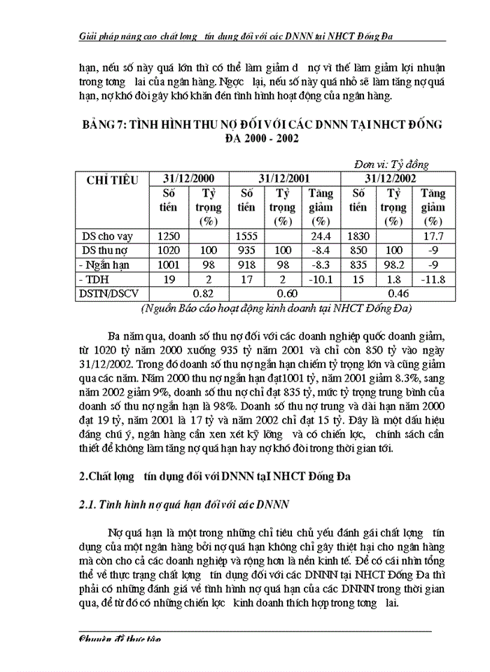 image for page Giải pháp nâng cao chất lượng tín dụng của Chi nhánh Ngân hàng Công thương Đống Đa đối với DNNN