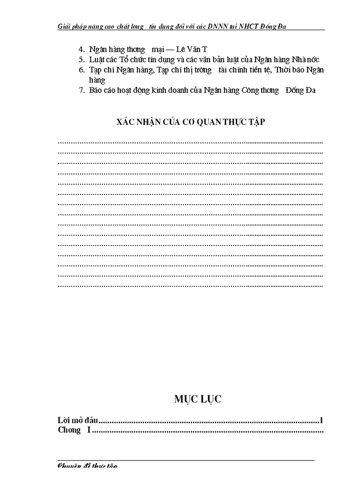 image for page Giải pháp nâng cao chất lượng tín dụng của Chi nhánh Ngân hàng Công thương Đống Đa đối với DNNN