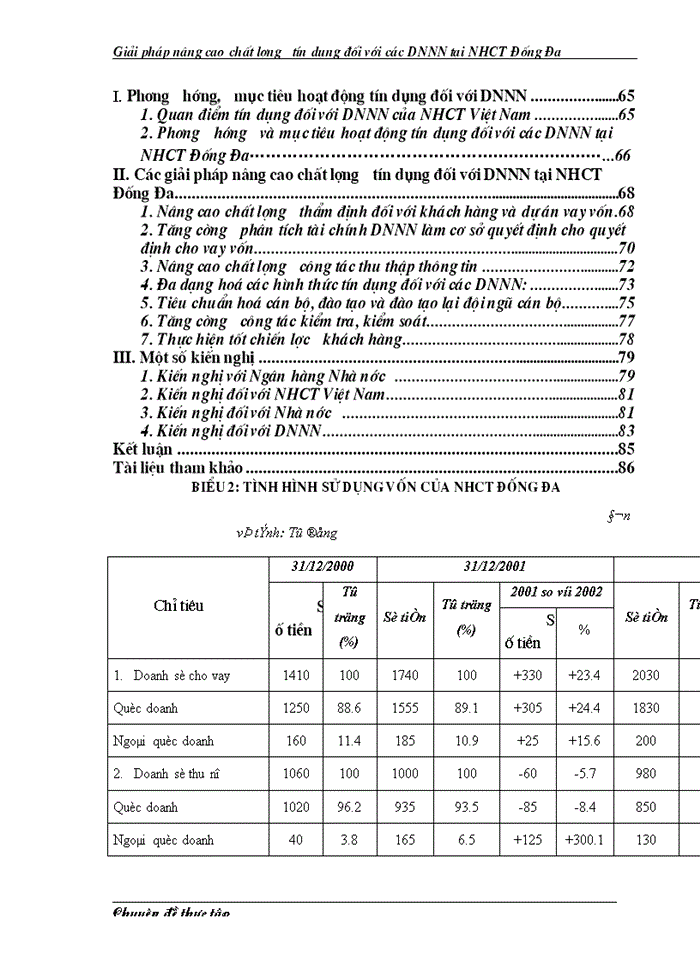 image for page Giải pháp nâng cao chất lượng tín dụng của Chi nhánh Ngân hàng Công thương Đống Đa đối với DNNN