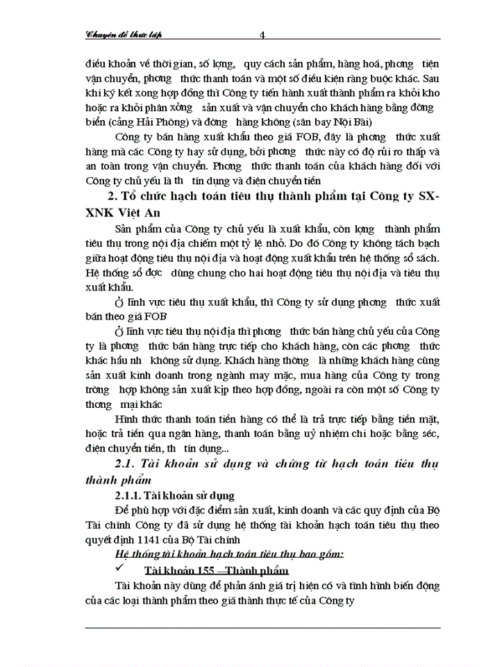 image for page Hoàn thiện công tác hạch toán tiêu thụ thành phẩm và xác định kết quả hoạt động sản xuất kinh doanh tại Công ty SX-XNK Việt An