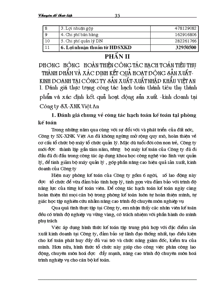 image for page Hoàn thiện công tác hạch toán tiêu thụ thành phẩm và xác định kết quả hoạt động sản xuất kinh doanh tại Công ty SX-XNK Việt An