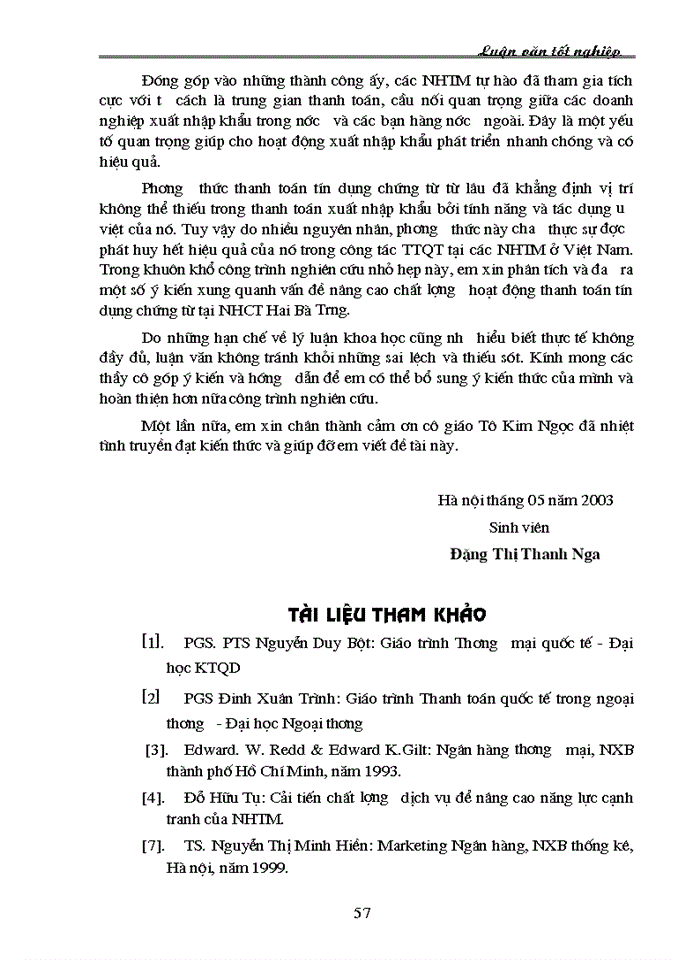 image for page Nâng cao chất lượng hoạt động thanh toán quốc tế theo phương thức tín dụng chứng từ tại Chi nhánh NHCT Hai Bà Trưng