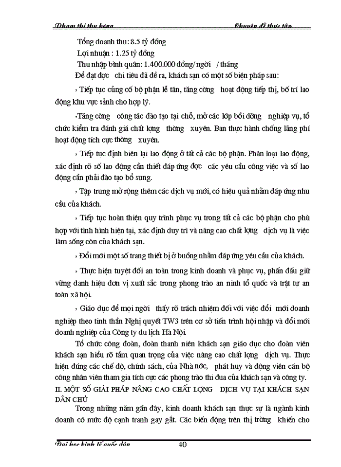 image for page Nâng cao chất lượng dịch vụ tại khách sạn Dân Chủ