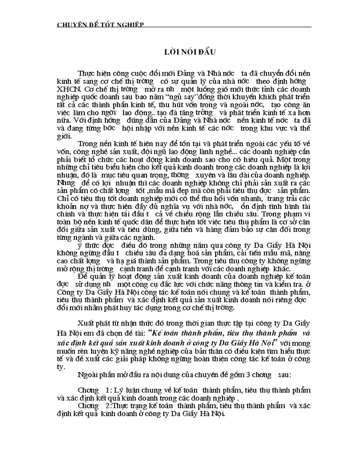 Kế toán thành phẩm, tiêu thụ thành phẩm  và xác định kết quả sản xuất kinh doanh ở công ty Da Giầy Hà Nội