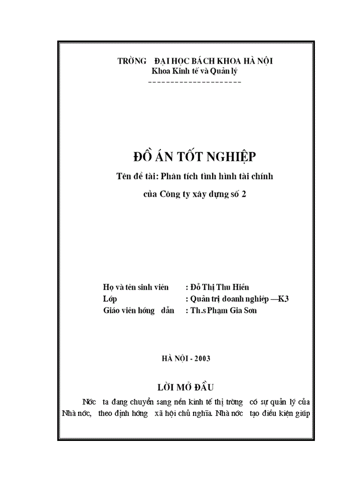 image for page Phân tích tình hình tài chính của Công ty xây dựng số 2