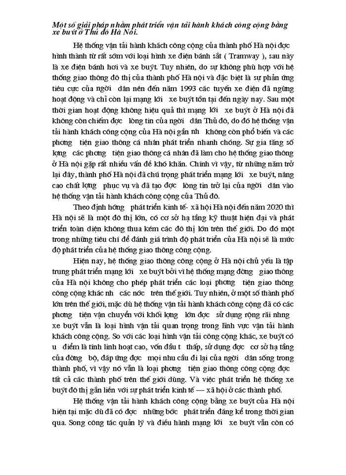image for page Một số giải pháp nhằm phát triển vận tải hành khách công cộng bằng xe buýt trên địa bàn Hà nội