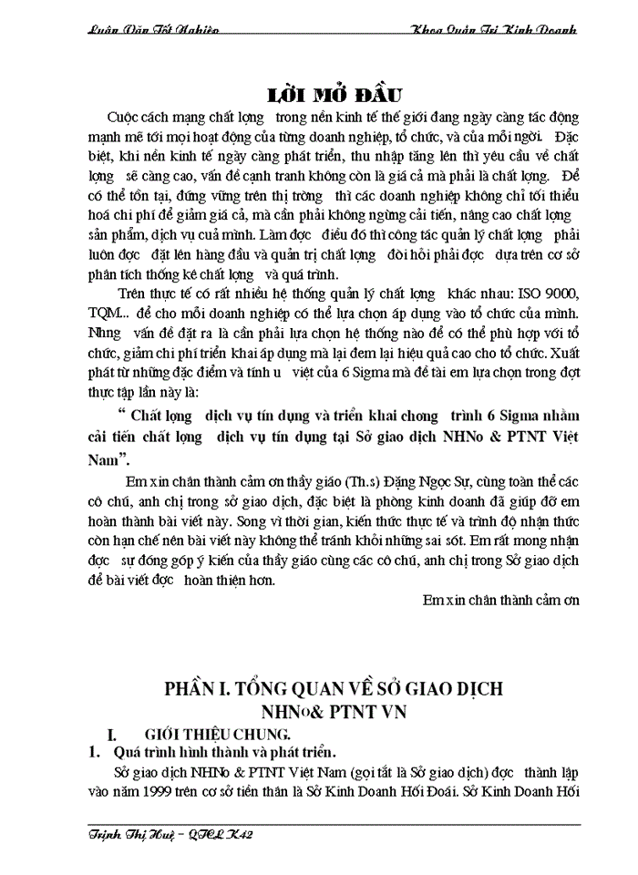 image for page Chất lượng dịch vụ tín dụng và triển khai chương trình 6 Sigma nhằm cải tiến chất lượng dịch vụ tín dụng tại Sở giao dịch NHNo & PTNT Việt Nam