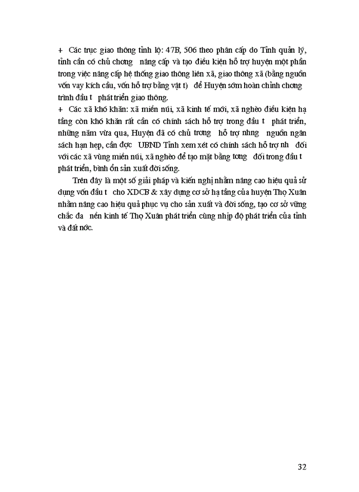 image for page Đánh giá kết quả sử dụng và một số giải pháp nâng cao hiệu quả sử dụng vốn đầu tư cho xây dựng  cơ sở hạ tầng kỹ thuật của huyện Thọ Xuân-Thanh Hoá