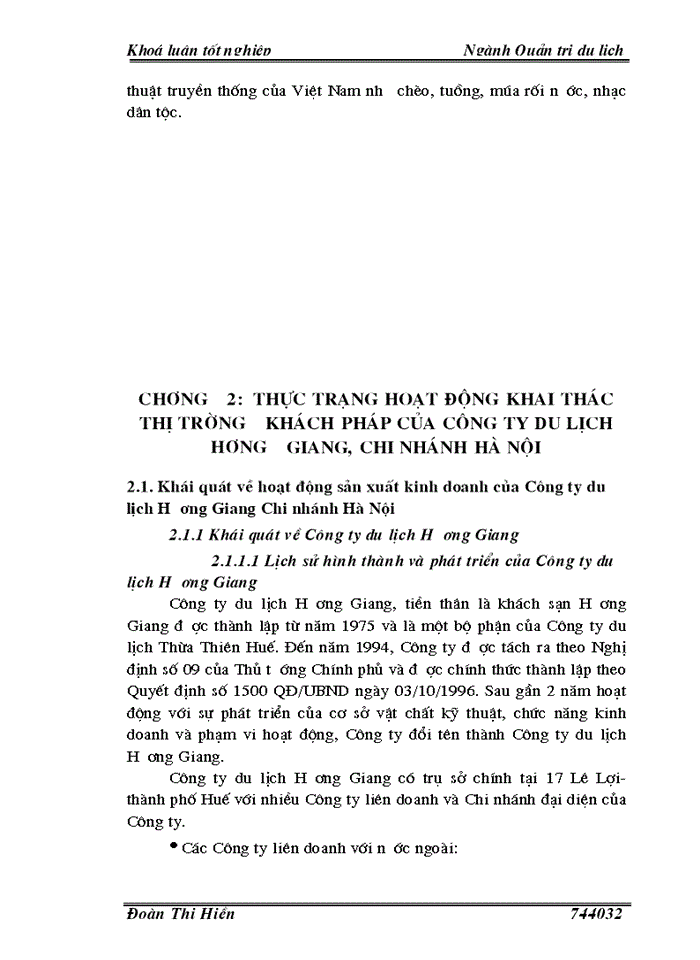 image for page Một số giải pháp khai thác thị trường khách du lịch Pháp tại Công ty du lịch Hương Giang, Chi nhánh Hà Nội