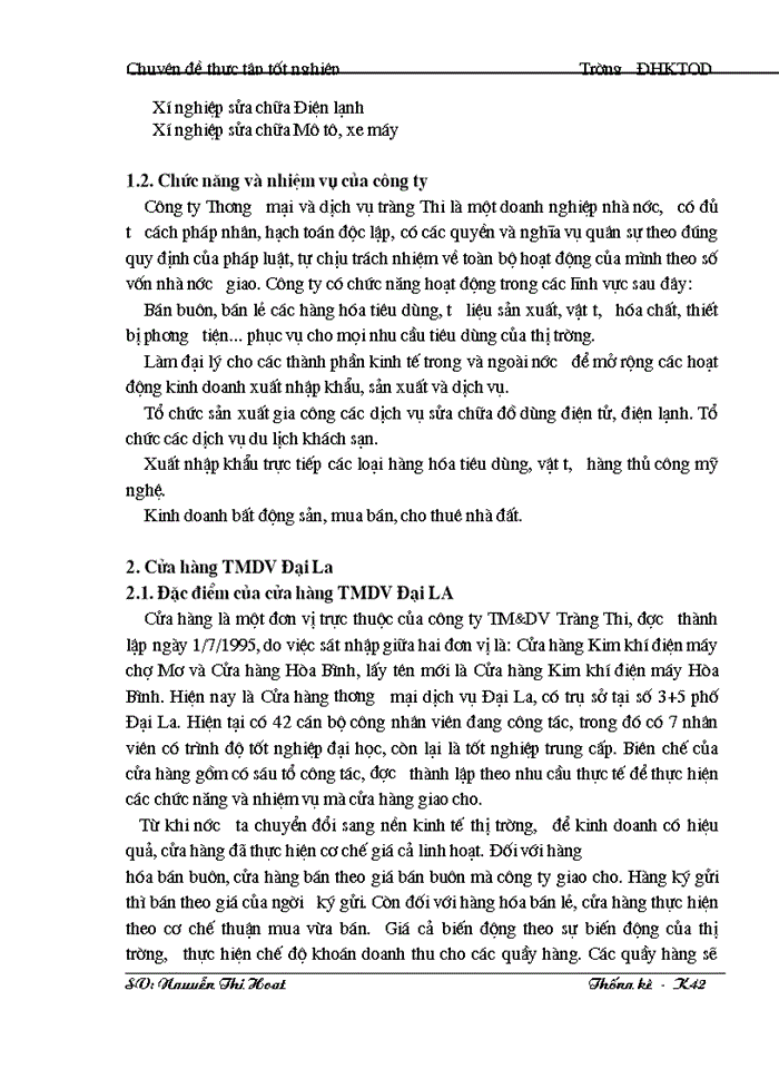image for page Vận dụng phương pháp dãy số thời gian để phân tích biến động  doanh thu của cửa hàng TMDV Đại La từ năm 2000 đến năm 2003 và dự báo cho năm 2004
