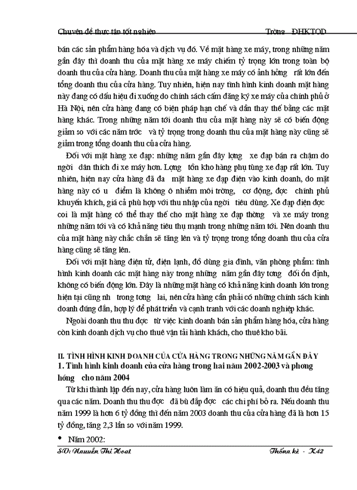 image for page Vận dụng phương pháp dãy số thời gian để phân tích biến động  doanh thu của cửa hàng TMDV Đại La từ năm 2000 đến năm 2003 và dự báo cho năm 2004