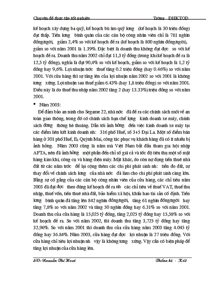 image for page Vận dụng phương pháp dãy số thời gian để phân tích biến động  doanh thu của cửa hàng TMDV Đại La từ năm 2000 đến năm 2003 và dự báo cho năm 2004