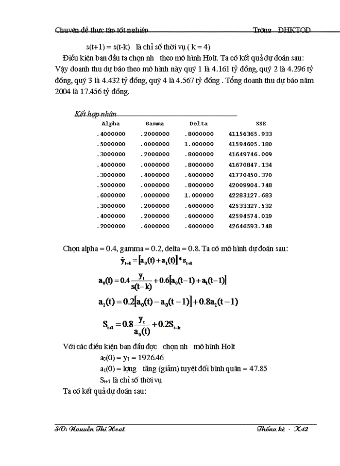 image for page Vận dụng phương pháp dãy số thời gian để phân tích biến động  doanh thu của cửa hàng TMDV Đại La từ năm 2000 đến năm 2003 và dự báo cho năm 2004