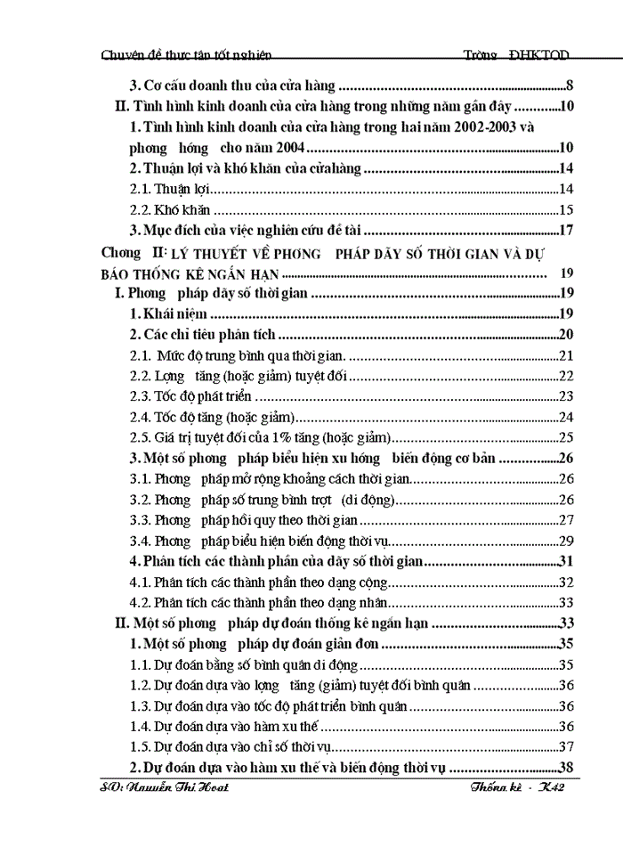 image for page Vận dụng phương pháp dãy số thời gian để phân tích biến động  doanh thu của cửa hàng TMDV Đại La từ năm 2000 đến năm 2003 và dự báo cho năm 2004