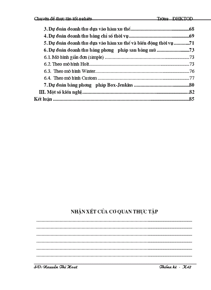 image for page Vận dụng phương pháp dãy số thời gian để phân tích biến động  doanh thu của cửa hàng TMDV Đại La từ năm 2000 đến năm 2003 và dự báo cho năm 2004