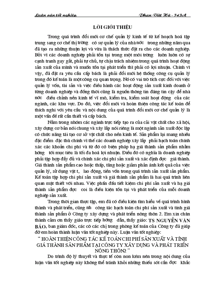 image for page Hoàn thiện công tác kế toán chi phí sản xuất và tính giá thành sản phẩm tại Công ty xây dựng và phát triển nông thôn2