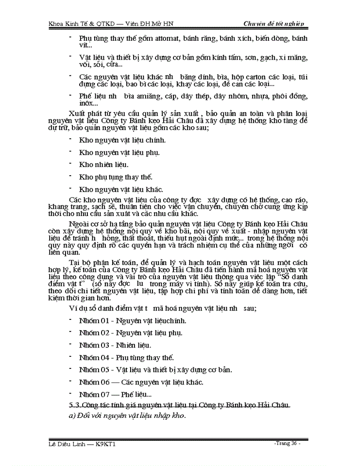 image for page Hoàn thiện công tác hạch toán kế toán nguyên vật liệu tại Công ty Bánh kẹo Hải Châu