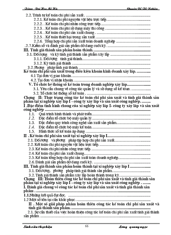 image for page Hoàn thiện công tác kế toán chi phí sản xuất và tính giá thành sản phẩm tại xí nghiệp xây lắp I- công ty xây lắp và sản xuất công nghiệp