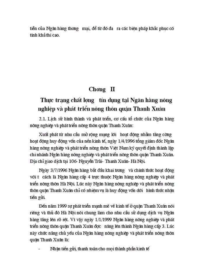 image for page Giải pháp nâng cao chất lượng tín dụng tại Ngân hàng nông nghiệp và phát triển nông thôn quận Thanh Xuân
