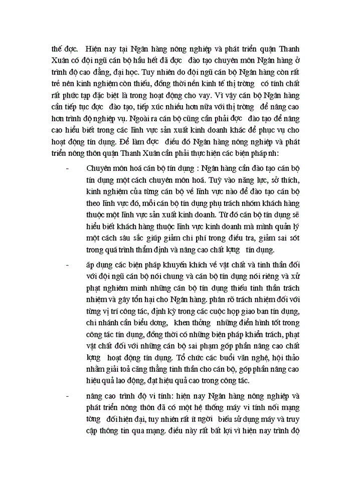 image for page Giải pháp nâng cao chất lượng tín dụng tại Ngân hàng nông nghiệp và phát triển nông thôn quận Thanh Xuân