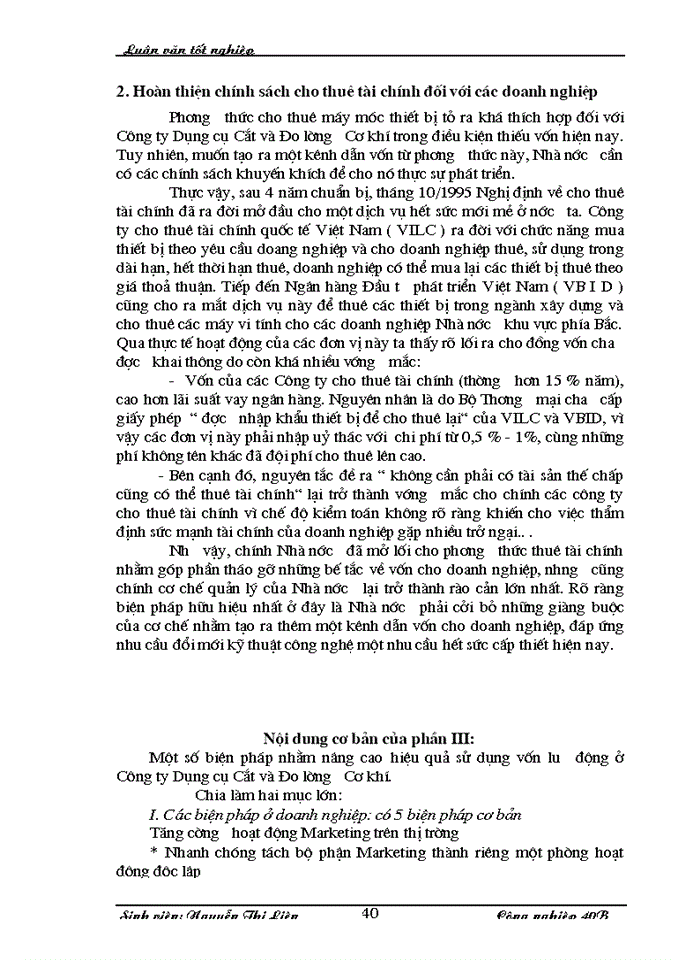 image for page Thực trạng và một số biện pháp nâng cao hiệu quả sử dụng vốn lưu động ở Công ty Dụng cụ Cắt và Đo lường Cơ khí