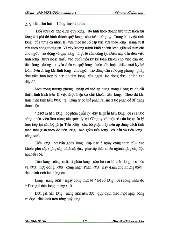 image for page Hạch toán tiền lương và các khoản trích theo lương tại Công ty trách nhiệm hữu hạn Tân Hoàng Huy làm chuyên đè thực tập