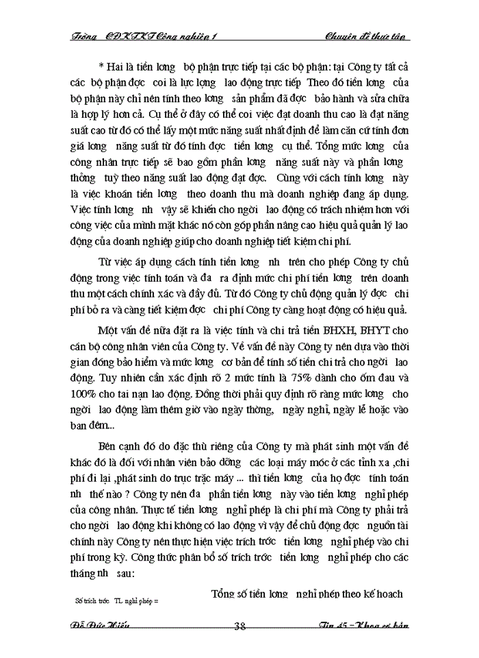 image for page Hạch toán tiền lương và các khoản trích theo lương tại Công ty trách nhiệm hữu hạn Tân Hoàng Huy làm chuyên đè thực tập