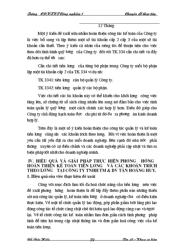 image for page Hạch toán tiền lương và các khoản trích theo lương tại Công ty trách nhiệm hữu hạn Tân Hoàng Huy làm chuyên đè thực tập