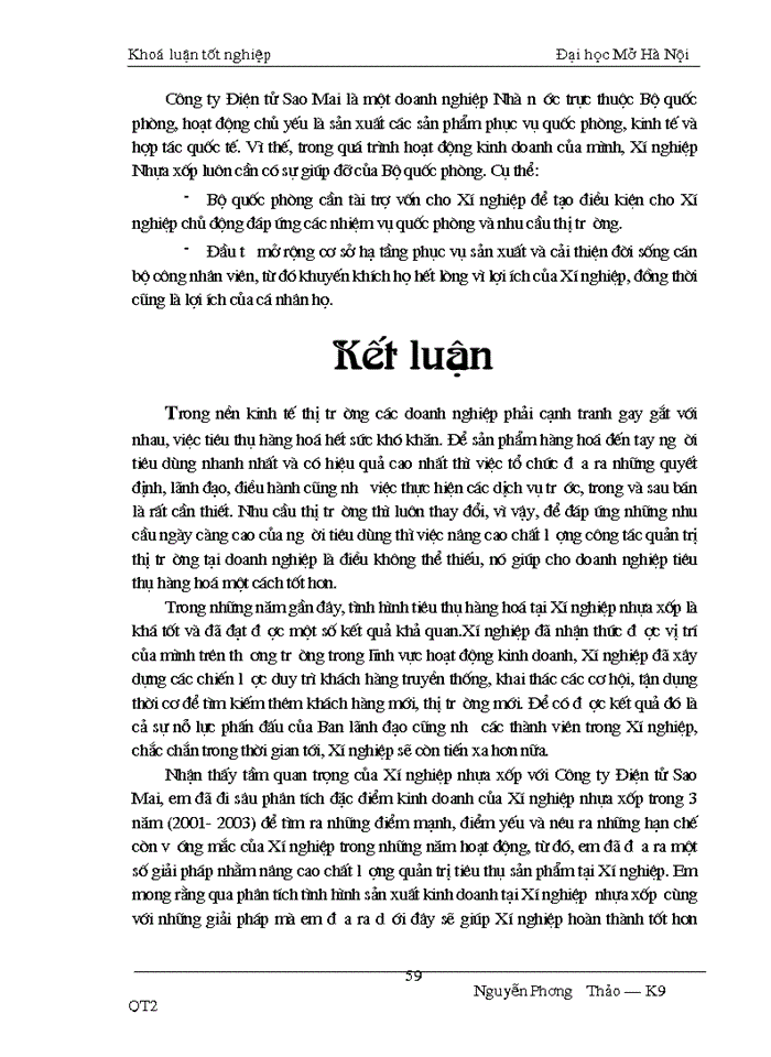 image for page Một số giải pháp nhằm nâng cao chất lượng công tác quản trị tiêu thụ hàng hóa tại Xí nghiệp nhựa xốp thuộc Công ty Điện tử  Sao Mai.